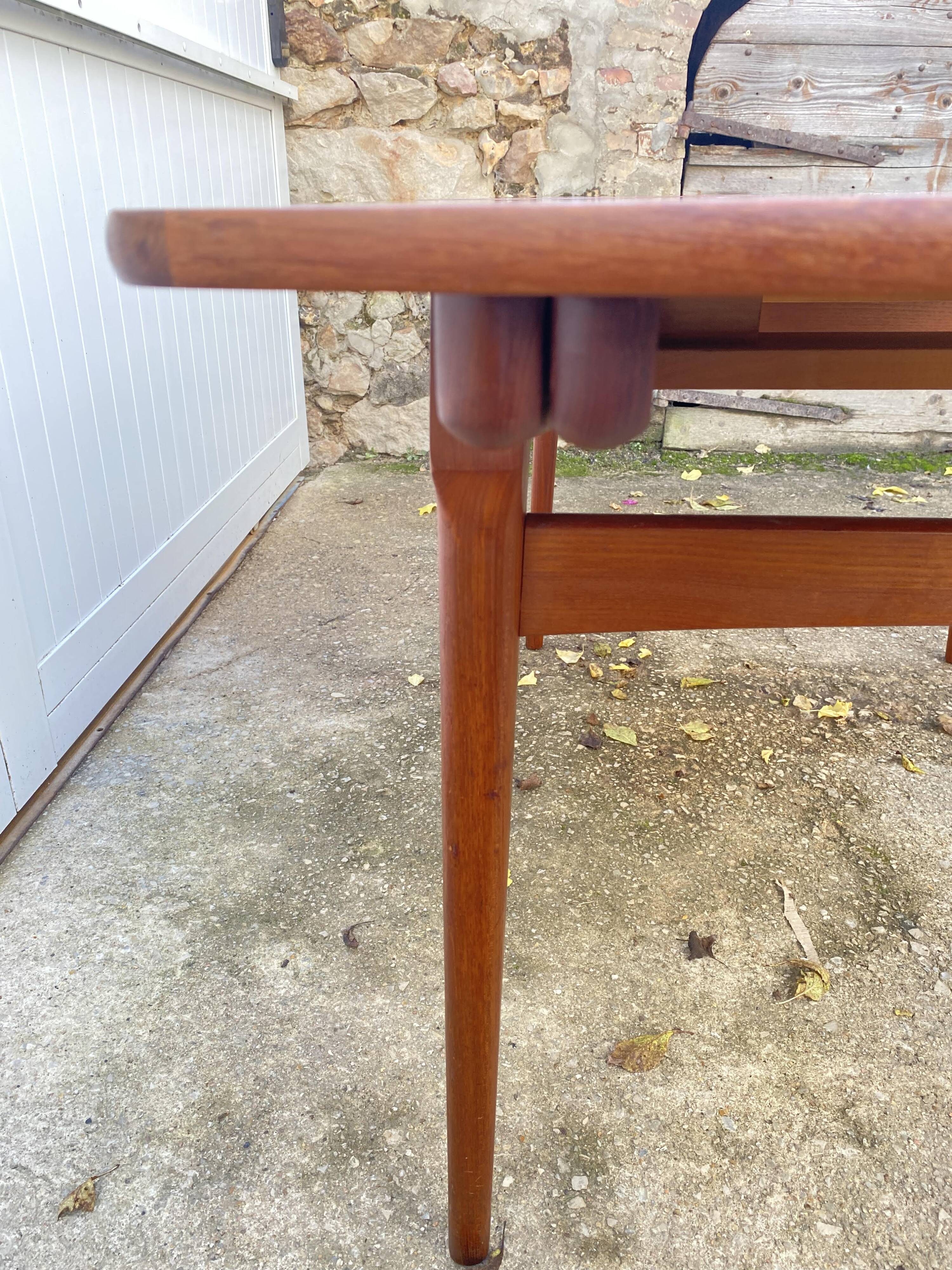 Extendable table 2 Scandinavian teak extensions 165/207/249 x 91cm vintage an60