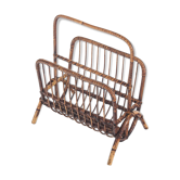 Vintage rattan magazine holder, France 1960