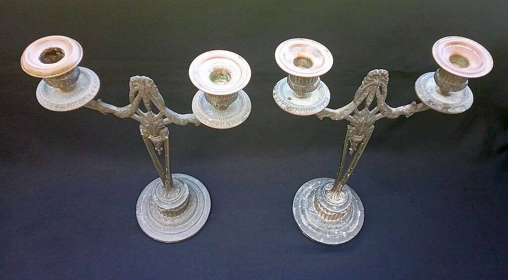 WMF Antique Art Nouveau Candlestick Pair Jugendstil  Germany