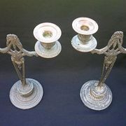 WMF Antique Art Nouveau Candlestick Pair Jugendstil  Germany