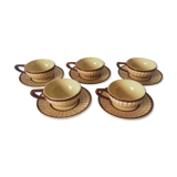 Set of 5 cups with saucers