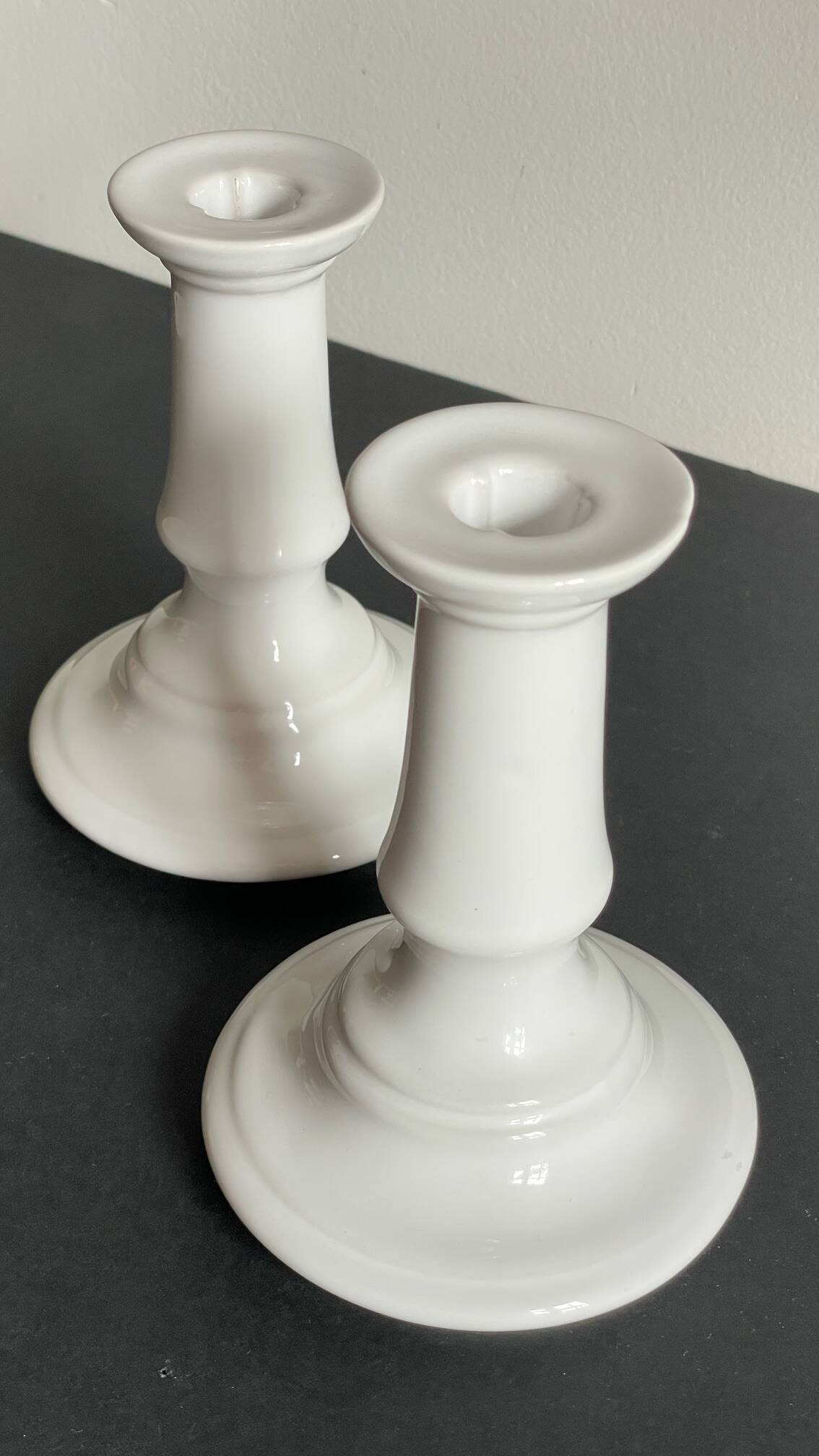 Antique White Ceramic Candlesticks