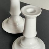 Antique White Ceramic Candlesticks