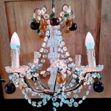 Golden bronze chandelier with fruit pendants