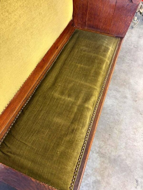 Banc vert en bois antique / banc