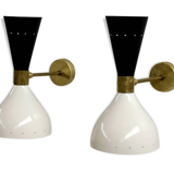 Pair wall lamps moonlight white & black