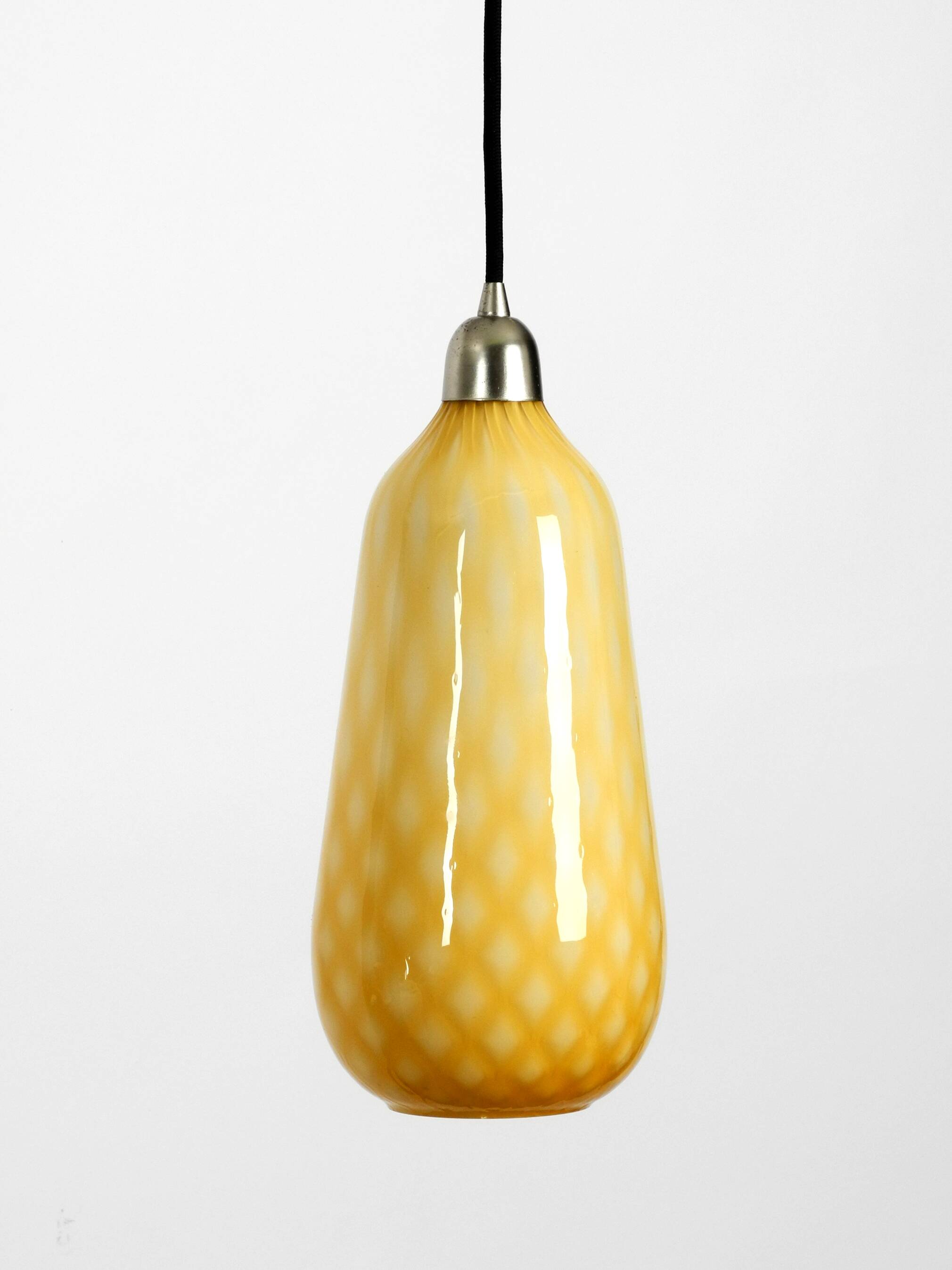 Beautiful yellow & white italian Mid Century Murano glass pendant lamp