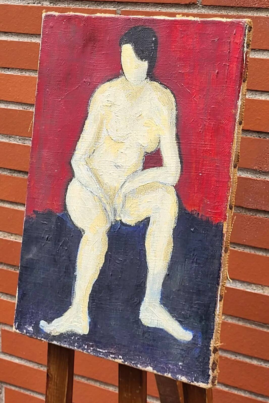 Portrait of a Demure Nude Woman Oil on Canvas