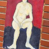 Portrait of a Demure Nude Woman Oil on Canvas