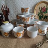 Ensemble 11 tasses à café, sucrier et pichet à lait Wunsiedel Bavaria vintage