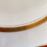 Oval dish. Limoges Montambert art porcelain. White matt gold rim;