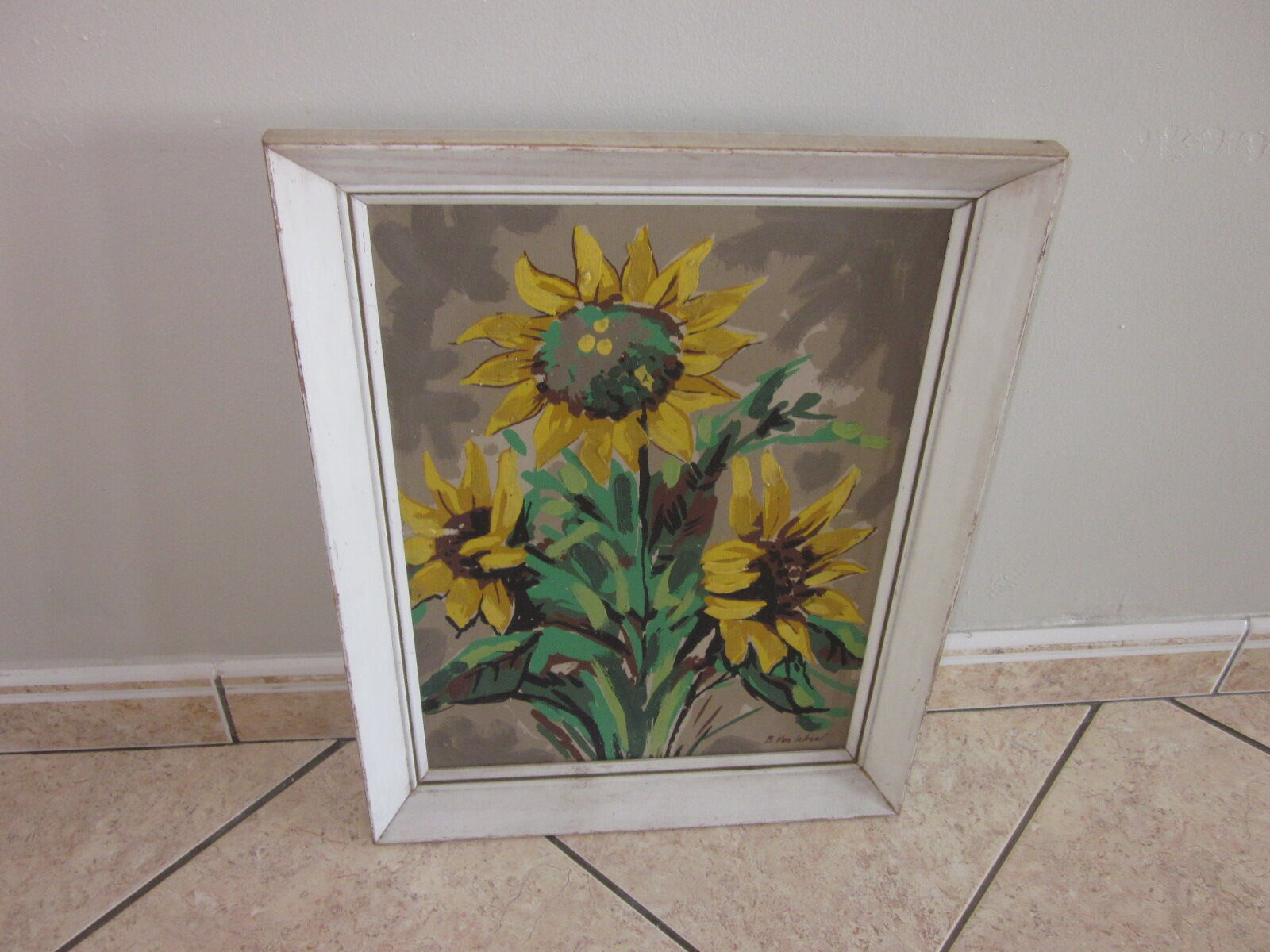 Oil painting on canvas with flowers