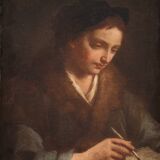 Antique Italian portrait painting from the 17th century