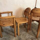 Set of 4 solid pine seats by Rainer Daumiller