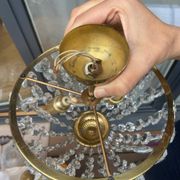 Crystal and brass chandelier pendants