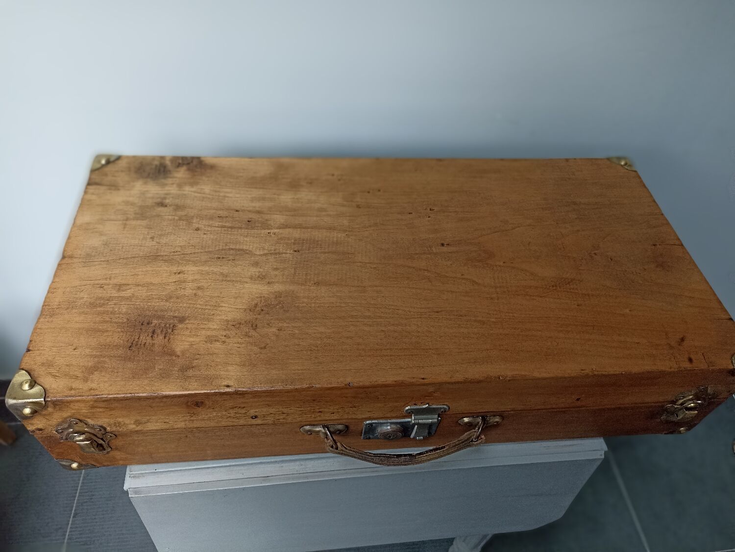 Antique wooden suitcase