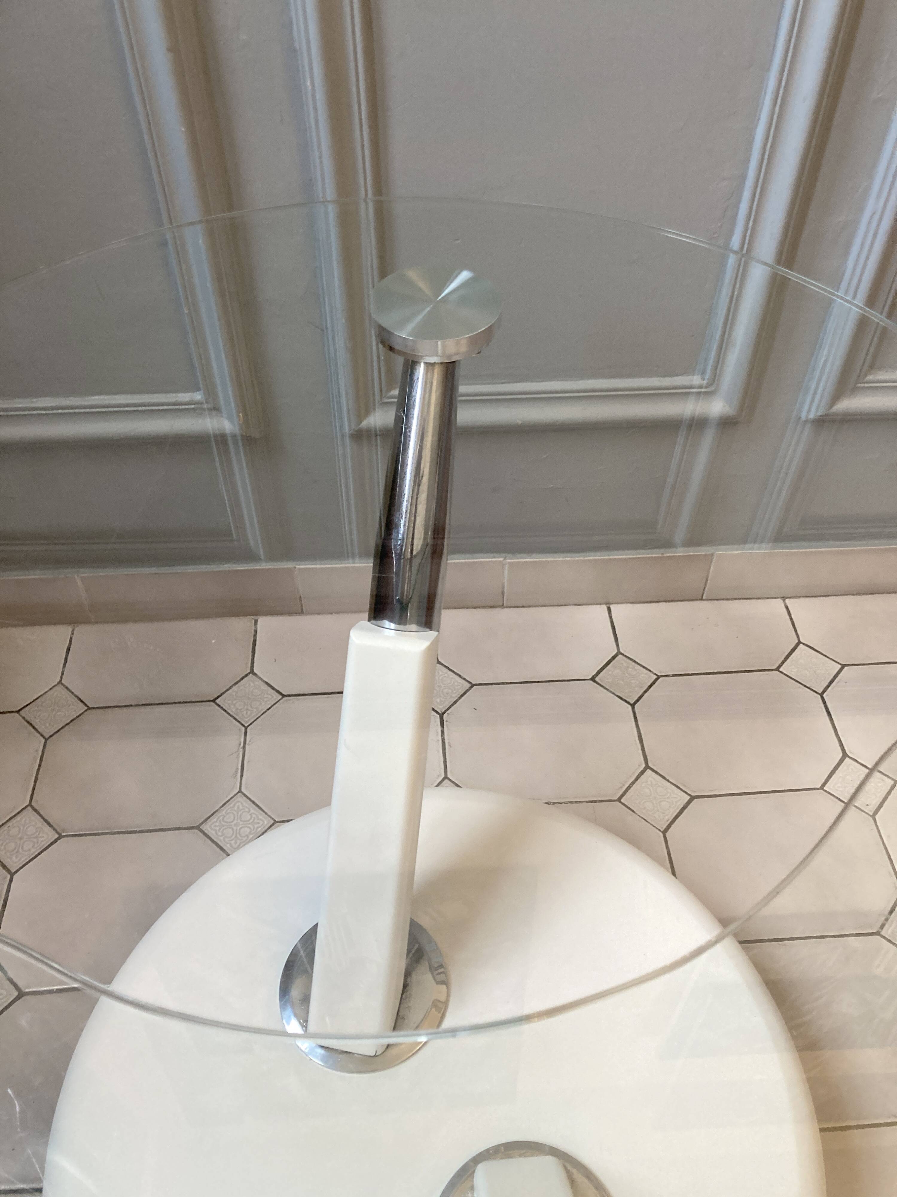 Vintage glass and chrome coffee table