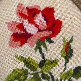 2 oval frames vintage floral embroidery