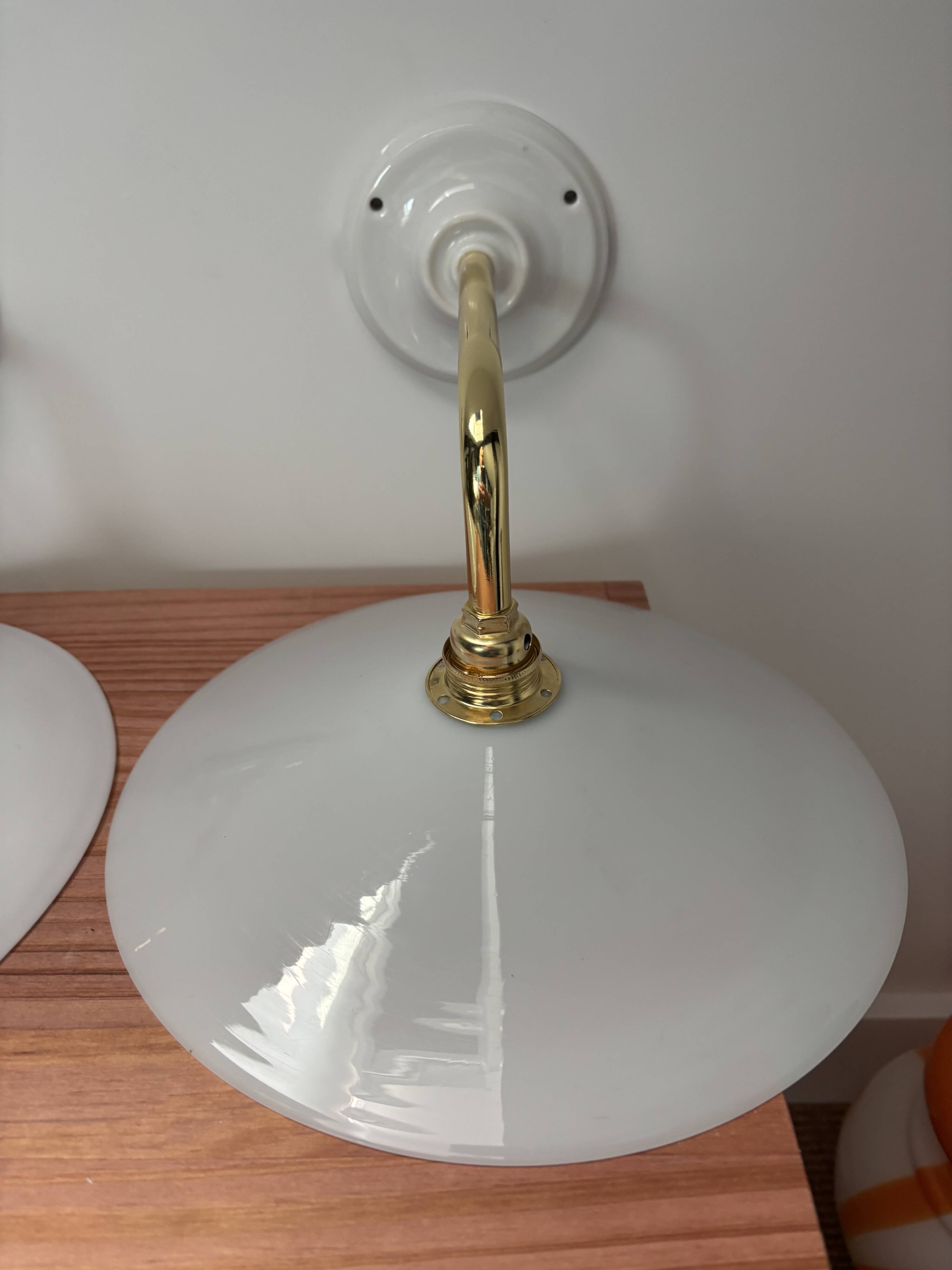 White opaline wall lights