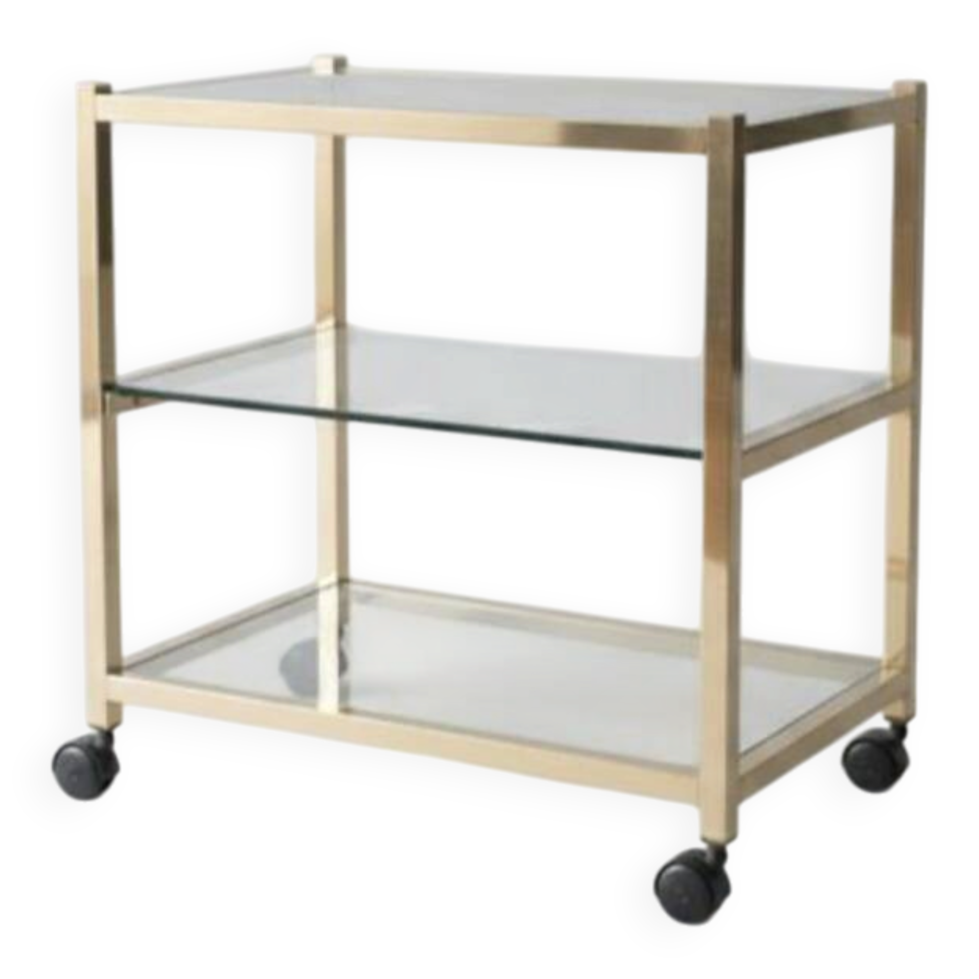 Desserte bar vintage 1970 – Laiton & Verre – Style Maison Jansen
