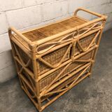 Dresser vintage Wicker/rattan and bamboo 2 large and 2 small drawers