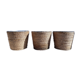 Trois cache pots zinc cordage vintage