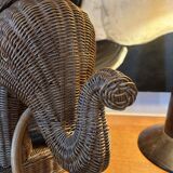 Table Elephant en rotin  dans le goût de Vivaï del Sud, Italie 1970