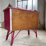 Vintage pink rattan chest of drawers