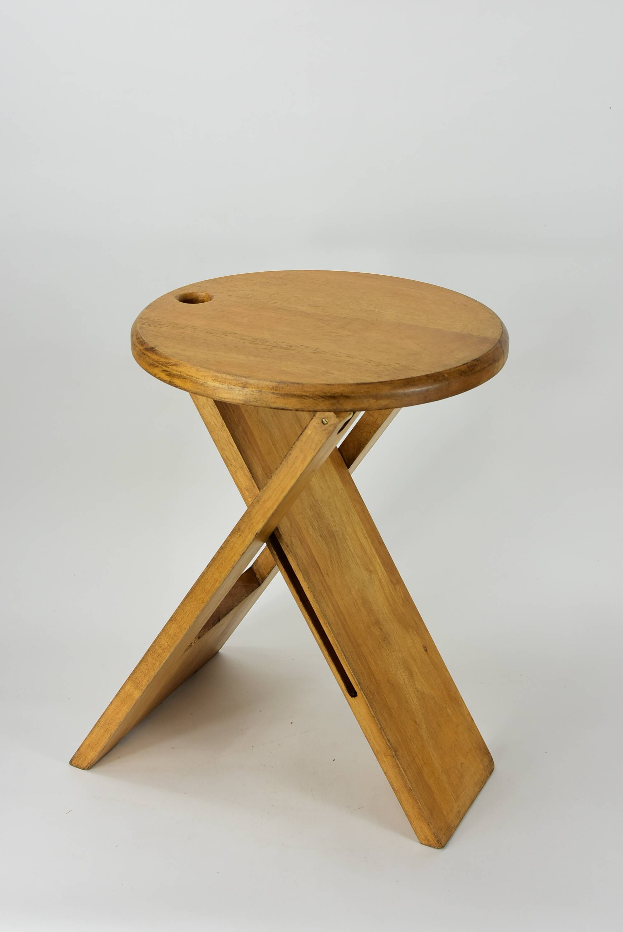 Folding wooden stool