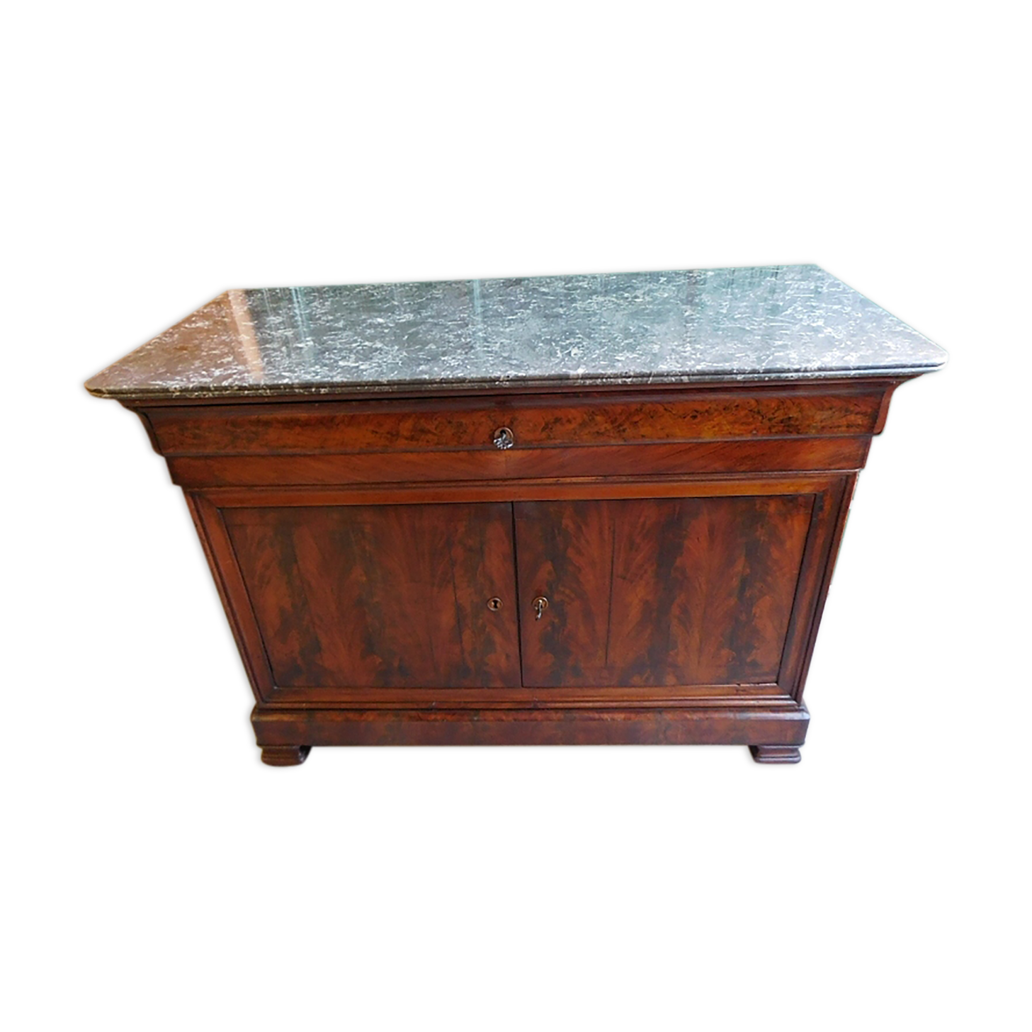 Chest of drawers bahut louis philippe in mahogany gray marble of the nineteenth century