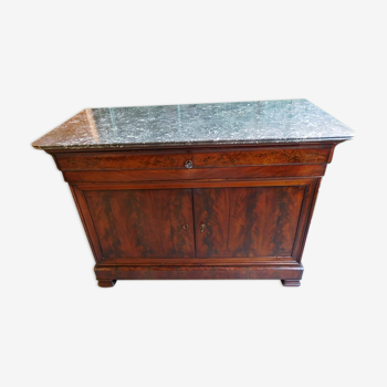 Commode secretaire bahut louis philippe en acajou marbre gris du xix ème siecle