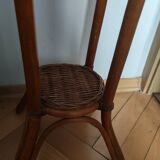 Woven wood and rattan plant stand