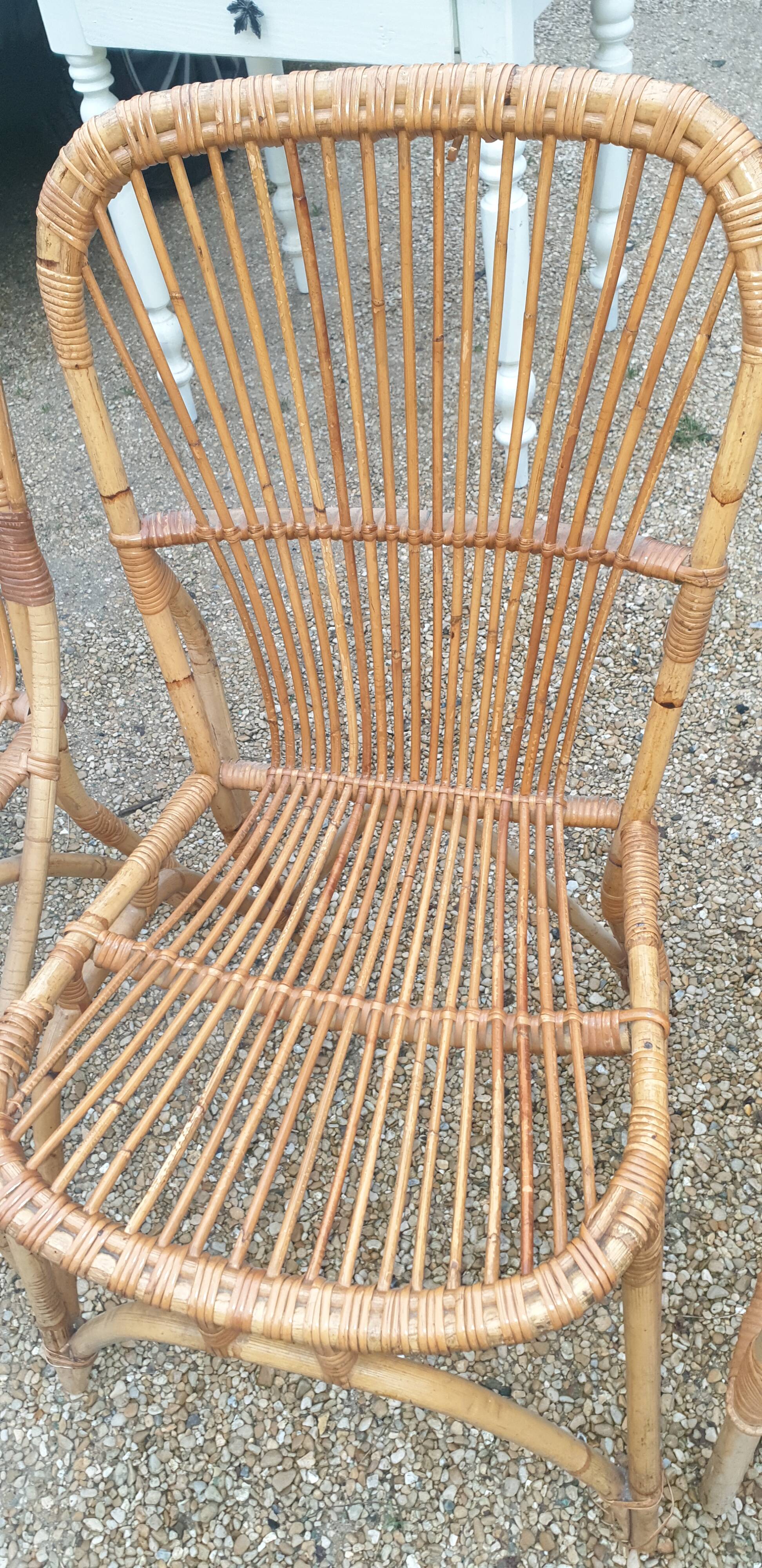 4 sixties bamboo chairs