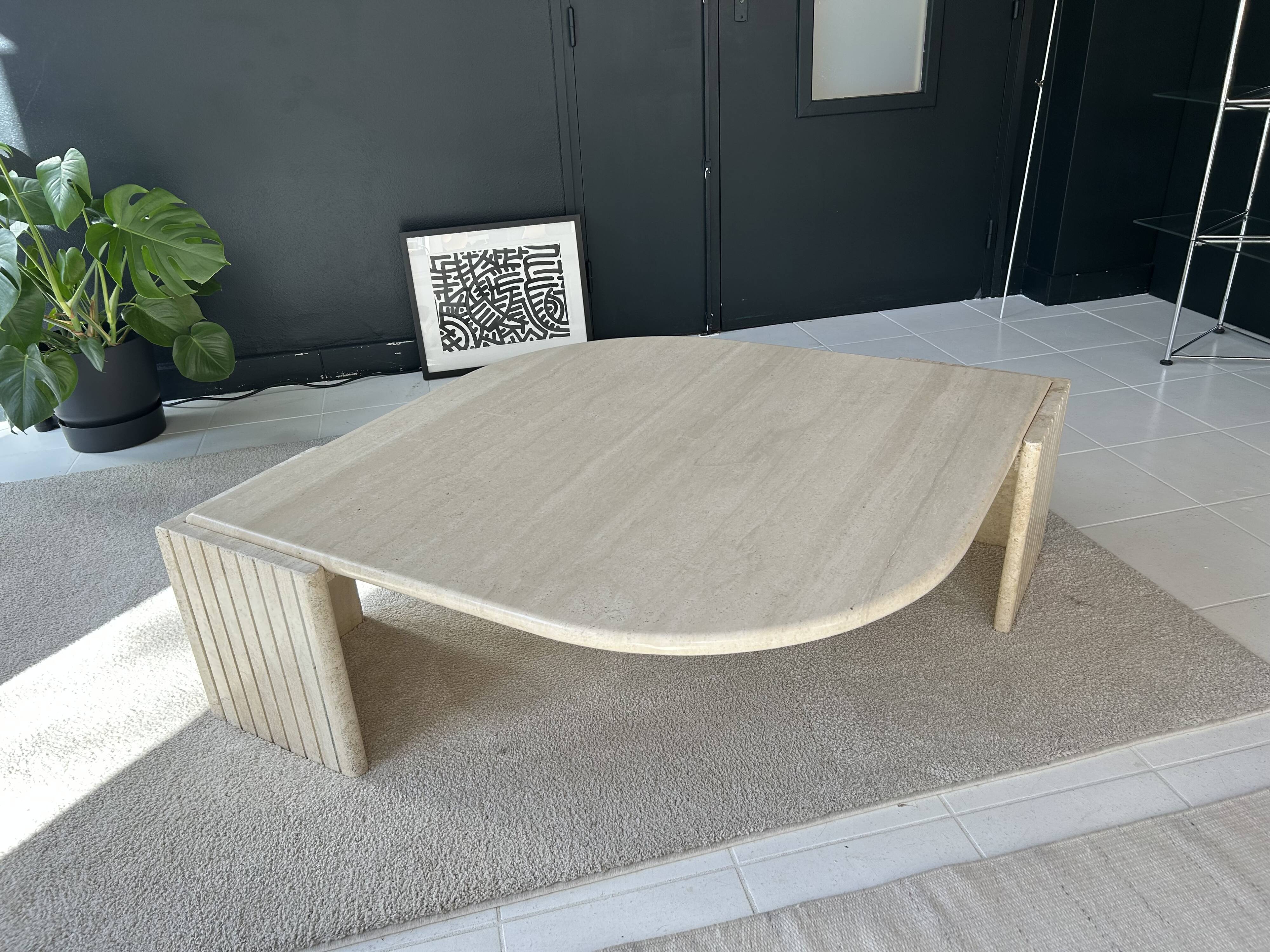 Travertine coffee table Roche Bobois