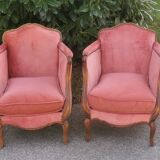 Paire de bergeres anciennes de style louis xv