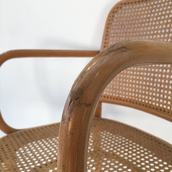 Fauteuil en bois courbé et cannage