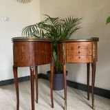 Pair of bedside tables in the shape of a stab, Louis XVI style