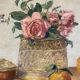 Old painting, still life with roses and oranges, signed circa 1950.