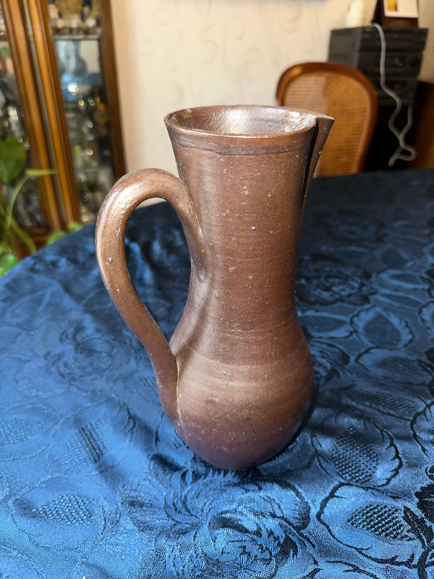 Glazed terracotta pitcher stamped jean dubost