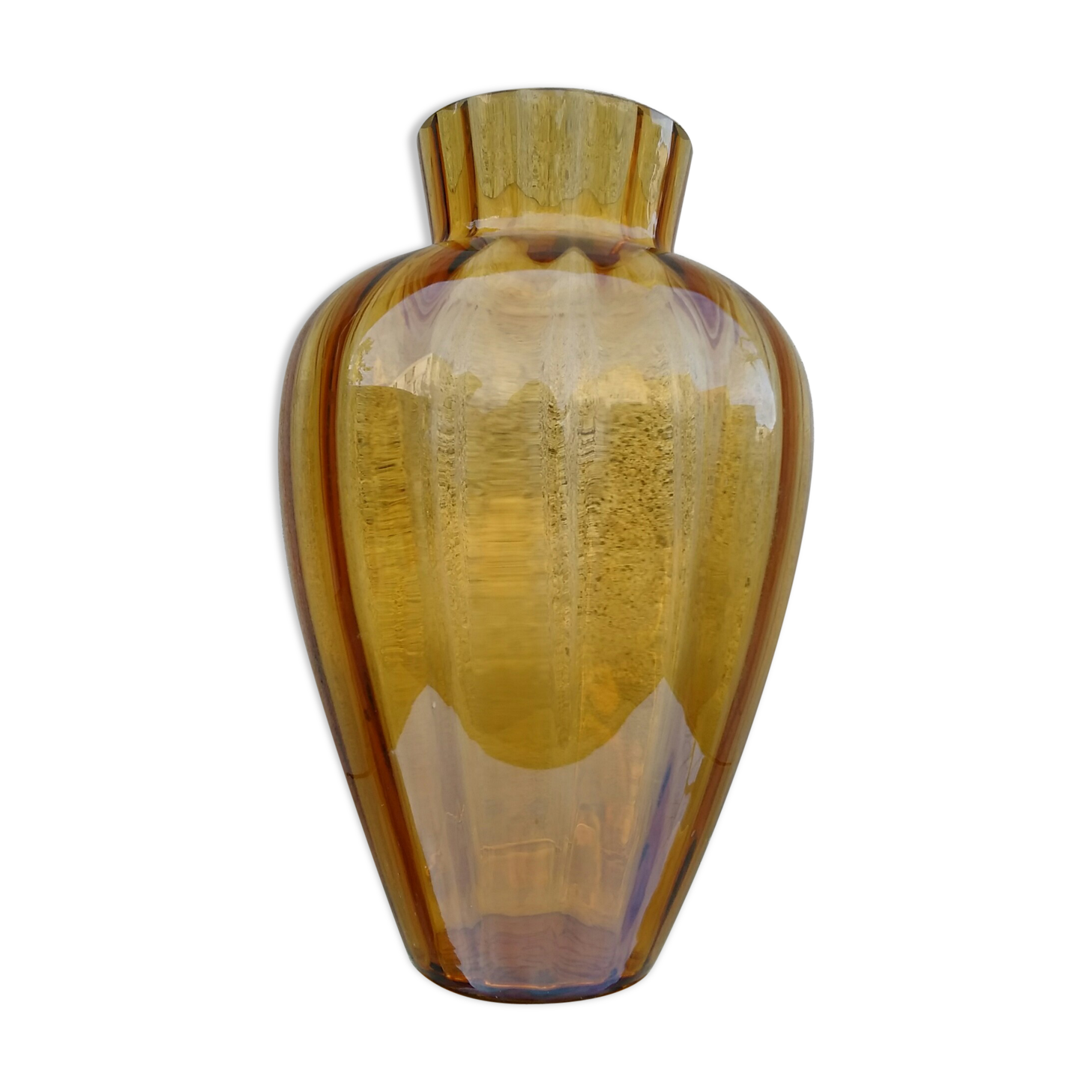 Vase art déco verre orangé