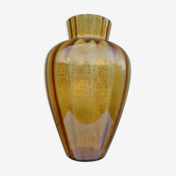 Vase art déco verre orangé