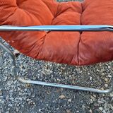 Brick velvet armchair