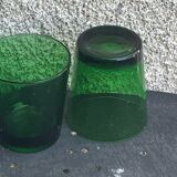 5 glasses in green glass with water or aperitif, made in italy, vintage