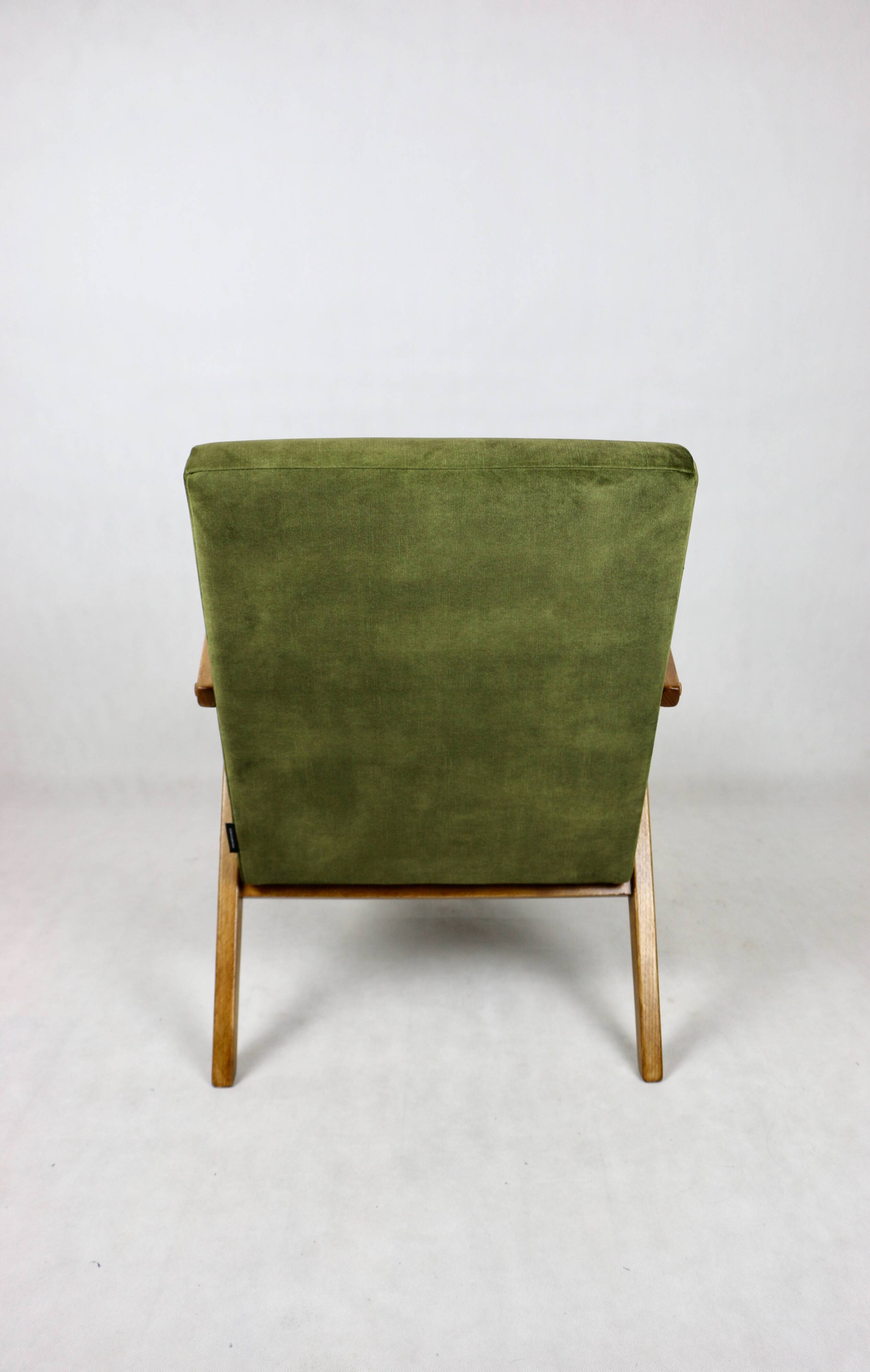 Fauteuil vintage vert olive modèle B-310, années 1970