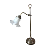 Bronze and brass desk lamp, tulip in glass paste 1930
