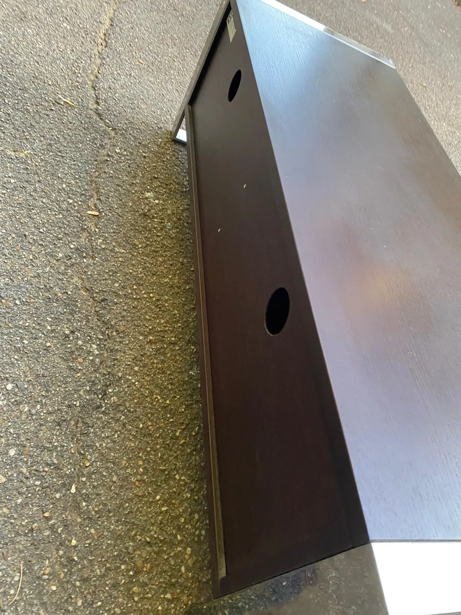 Low design TV unit XXL Dark wood wenge & chrome metal 120cm