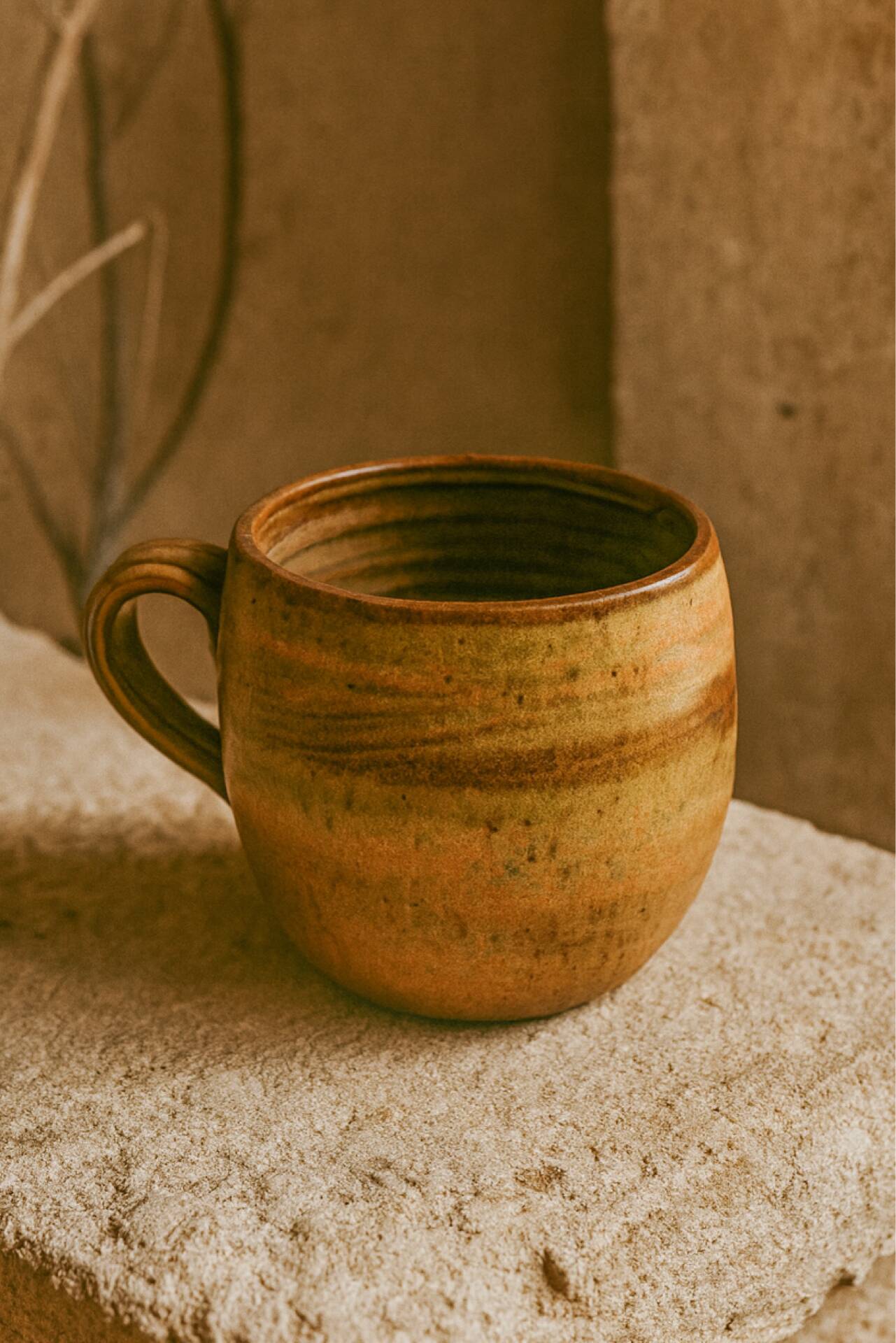 Vintage stoneware cup from the Abbey of Fontgombault.