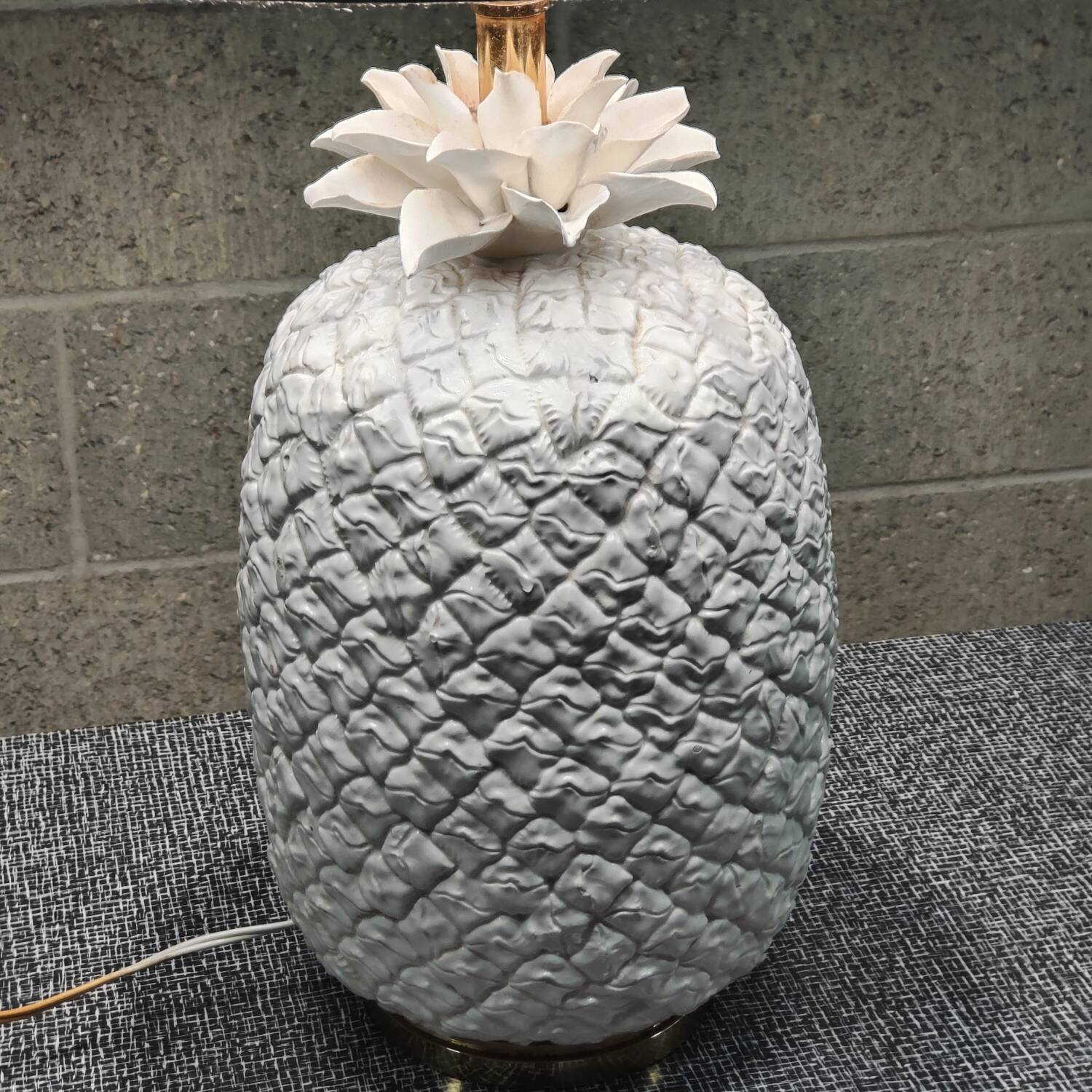 White earthenware pineapple lamp