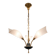 Vintage Mid-Century brass three-arm chandelier with frosted glass tulips.