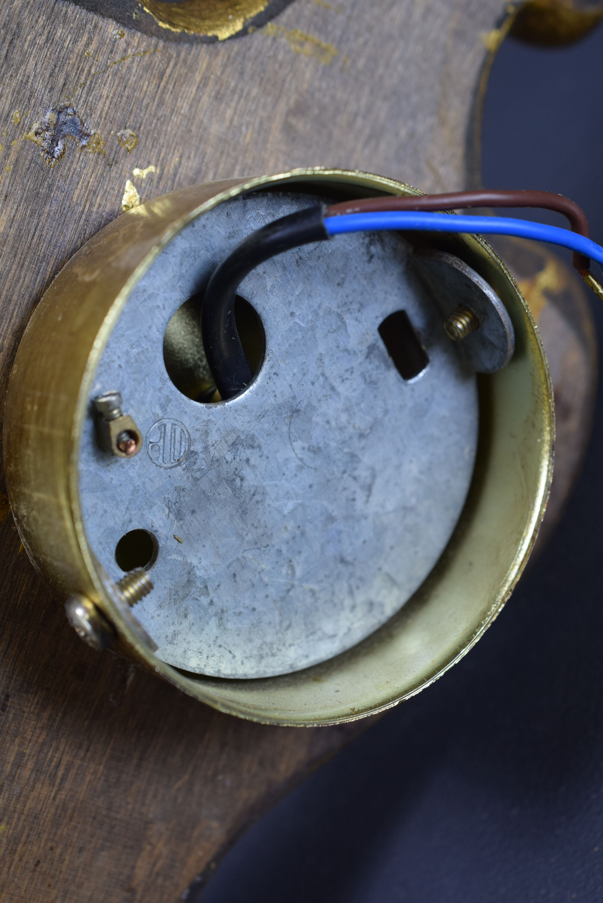 Pair of walled carved wood wall lamps